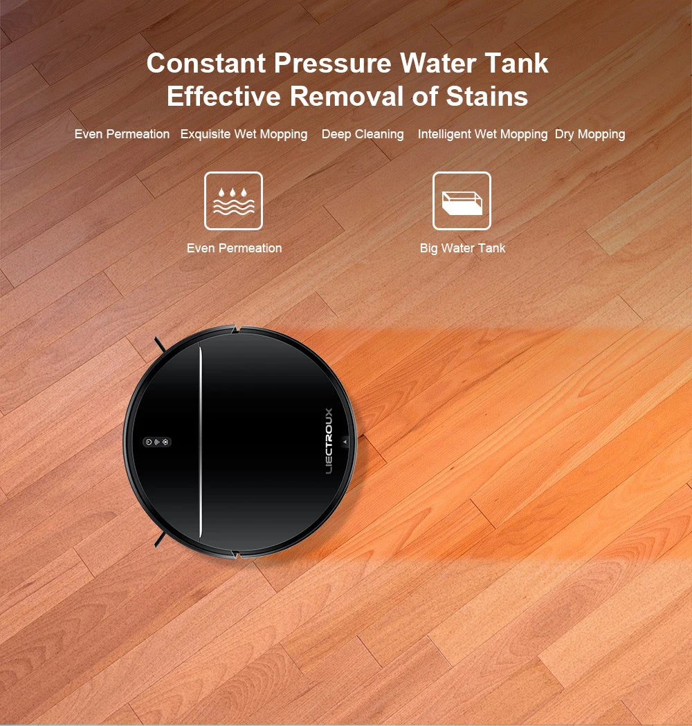 LIECTROUX M7SPRO Robot Vacuum Cleaner &Wet Mop Combo,Smart Mapping,WiFi App,4KPa,Brushless Motor,Ideal for Pet Hair,Carpet,Floor