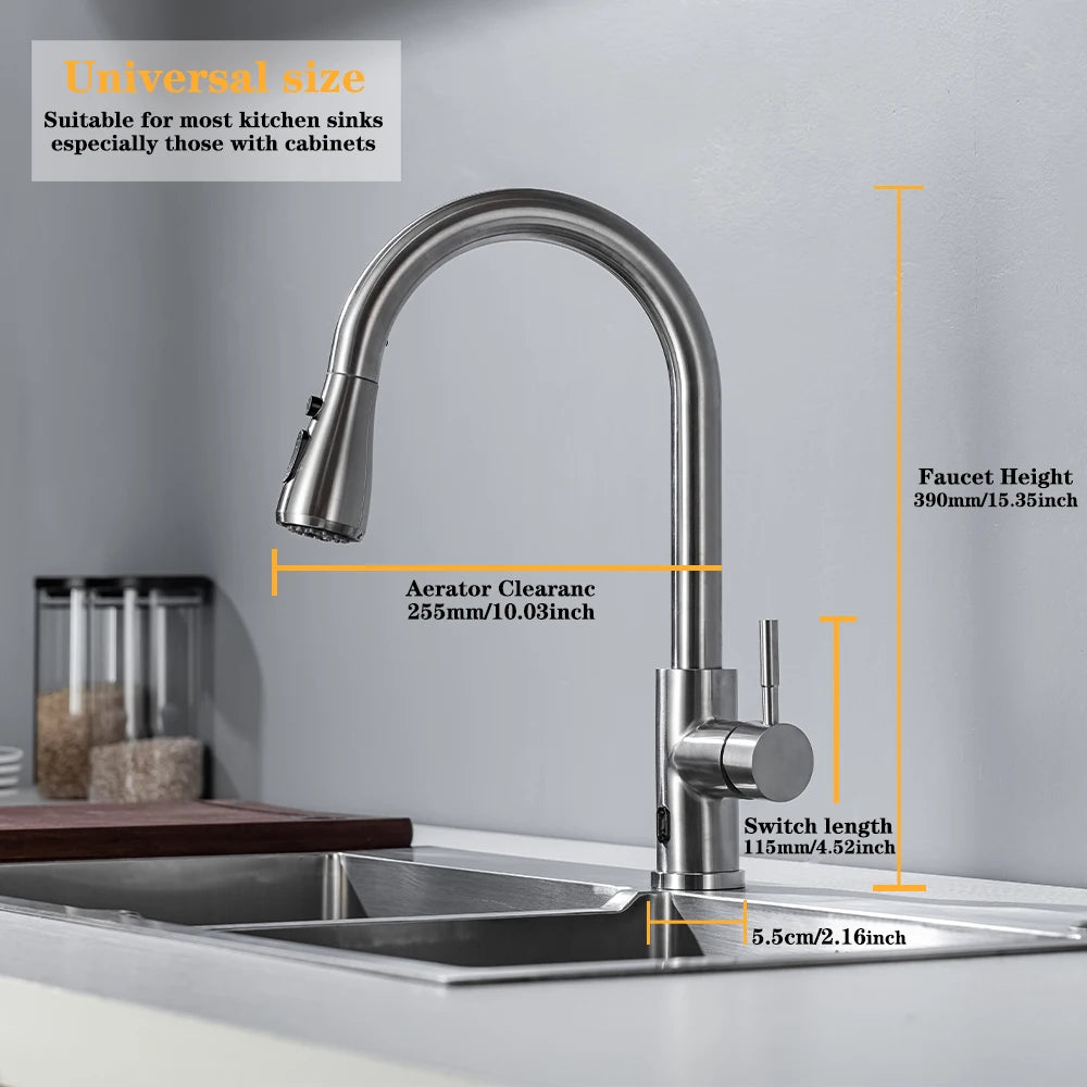 Smart Touchless Kitchen Faucets Crane For Sensor Kitchen Water Tap Sink Mixer Rotate Touchless Faucet Sensor Water Mixer