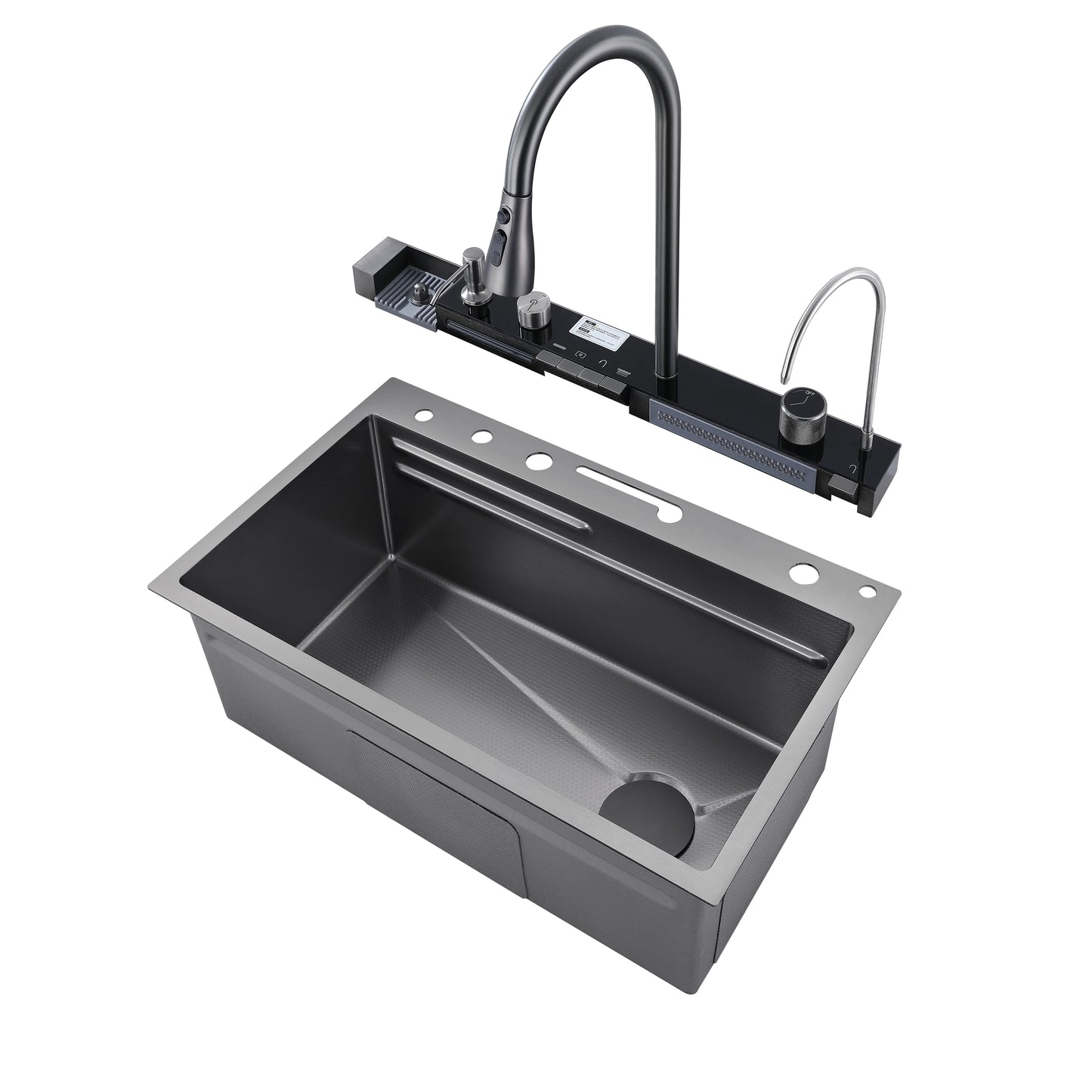 XIONGTU Multifunctional Commercial Pull Out Kitchen Sink and Faucet Lavatory Mixer Tap Modern Kitchen Sink