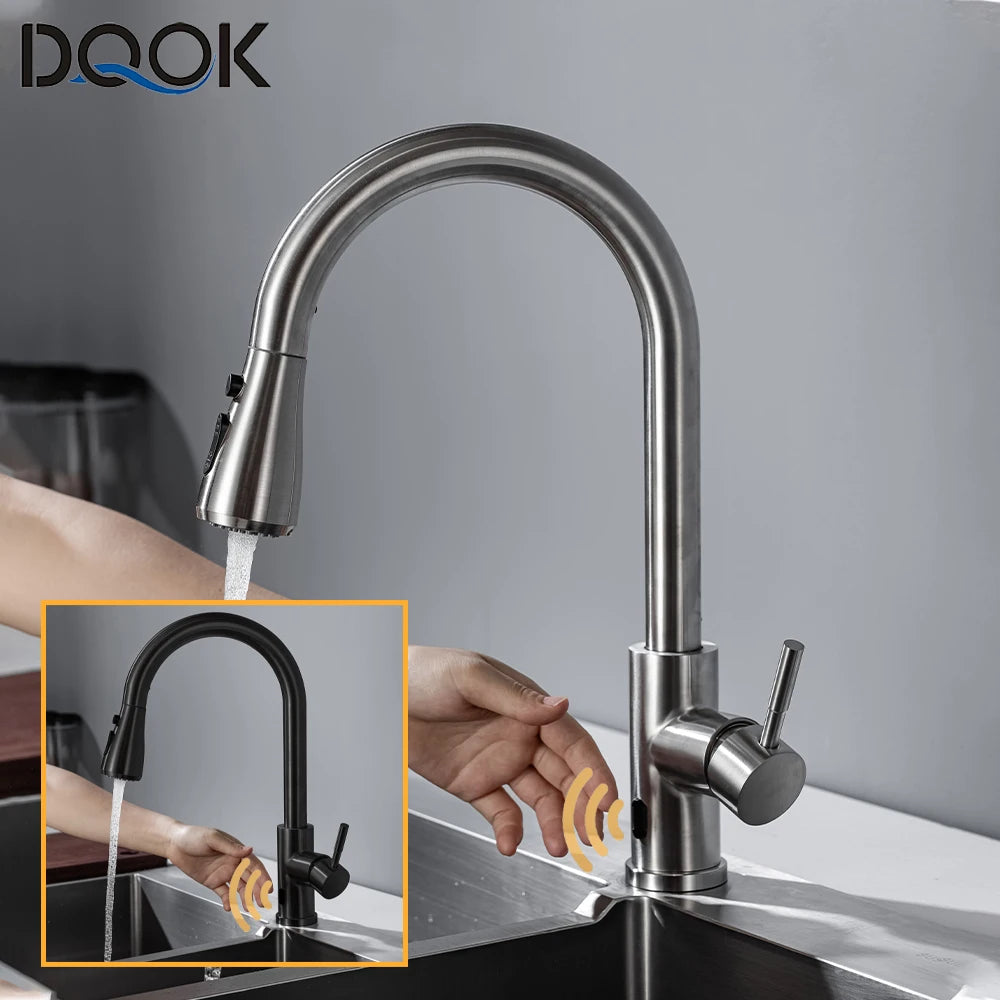 Smart Touchless Kitchen Faucets Crane For Sensor Kitchen Water Tap Sink Mixer Rotate Touchless Faucet Sensor Water Mixer