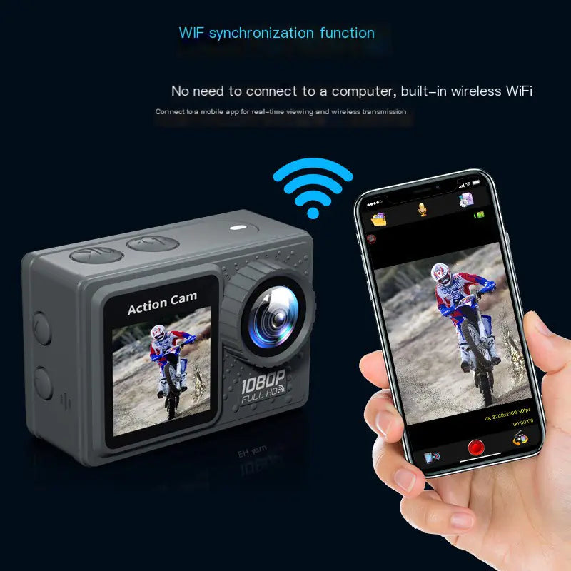 New Sports Camera with Dual Screen and WiFi