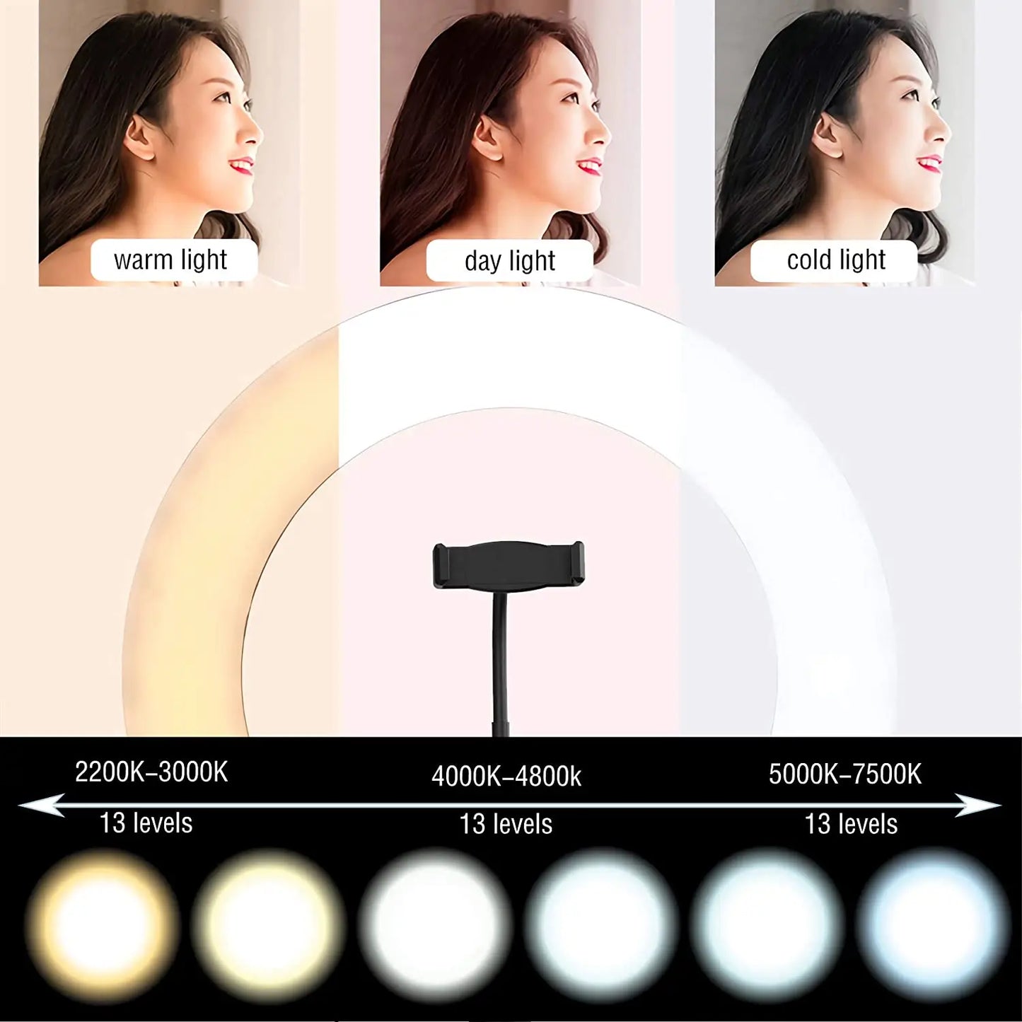 16/26/33cm LED Selfie Ring Light with Phone Stand Dimmable led Fill Lamp Photography Ringlight for Tiktok Video Live Fill Lamps