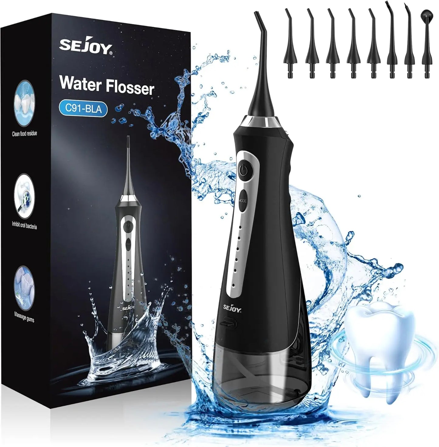 Sejoy Irrigator Dental Mouth Washing Machine Travel Portable Water Flosser Teeth Whitening IPX7 Waterproof Teeth Cleaning Tools