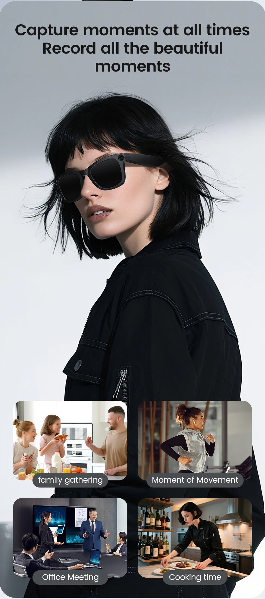 LIGE New 800W Pixels Camera AI smart glasses 32GB Memory 1080P Video Shoot Wireless Transmission AI Translation Smart Sunglasses