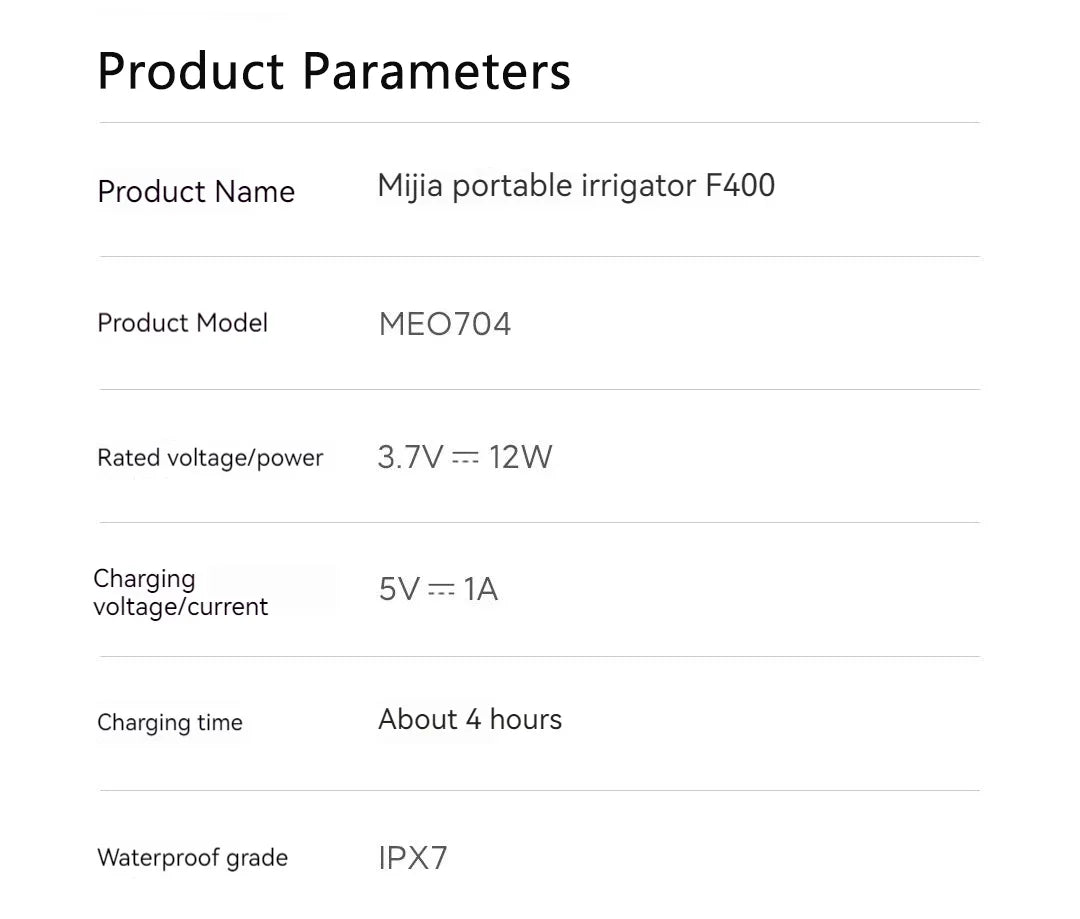 MIJIA Electric Oral Irrigator F400 Portable Water Pick Flosser Teeth Whitening Remove Dental Plaque 200ML pull-out Water Tank