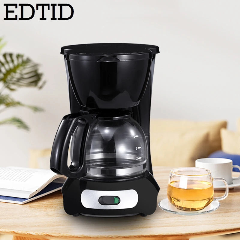EDTID Automatic Electric Latte Espresso Coffee Maker Mini 0.6L Moka Drip Cafe American Coffee Brewing Machine Tea Pot Boiler EU
