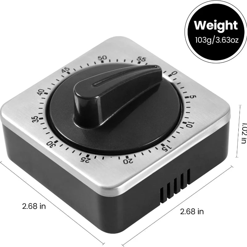 Kitchen Timers for Cooking, Chef Cooking Timer Clock Desk Timer - Magnetic Backing Stainless Steel Body - Countdown Reminder