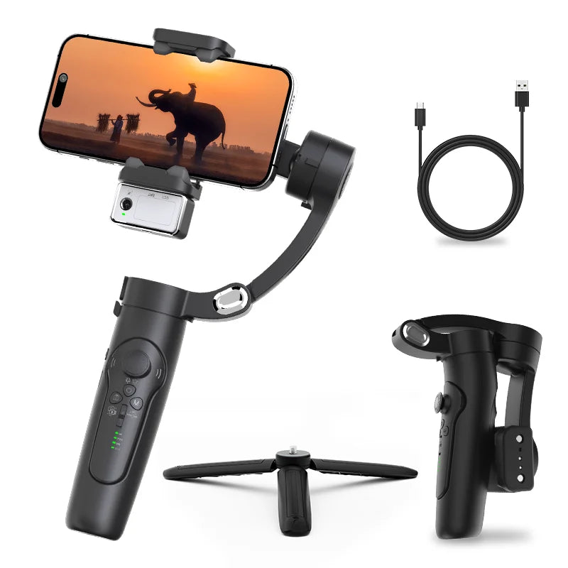 3-Axis Handheld Gimbal Smartphone Stabilizer Ai Face Tracking Remote Control Foldable Holder Smart Gimbal For Iphone Travel Vlog