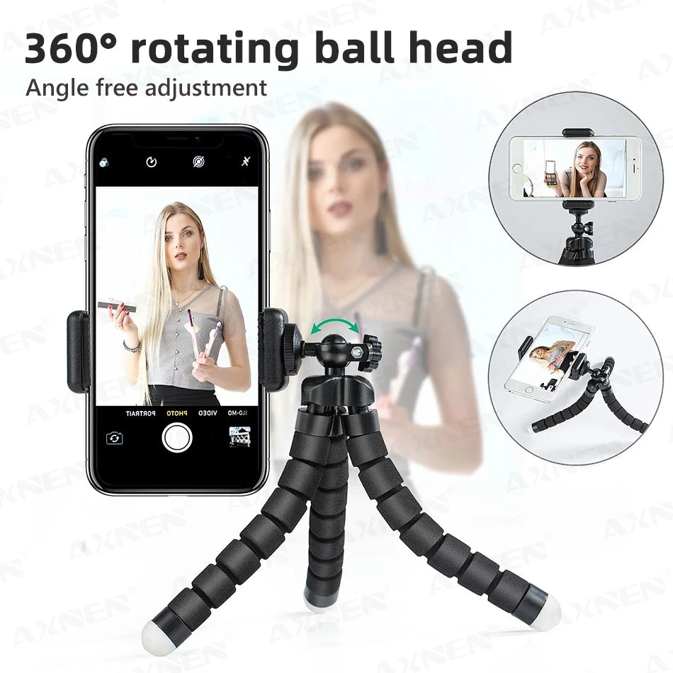 Tripods Tripod for Phone Mobile Camera Holder Clip Smartphone Monopod Tripe Stand Octopus Mini Tripod, Optional Wireless Remote