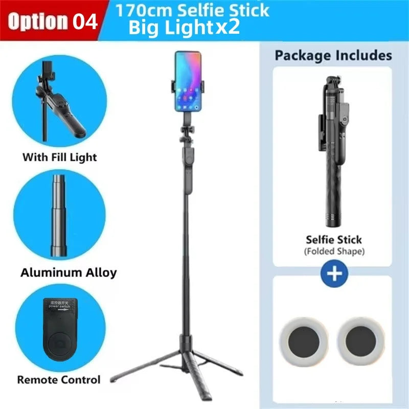 FGCLSY New Tripod for Smartphone Camera,Stand with Bluetooth shutter and light,Wireless Selfie Stick brackets with Phone Holder