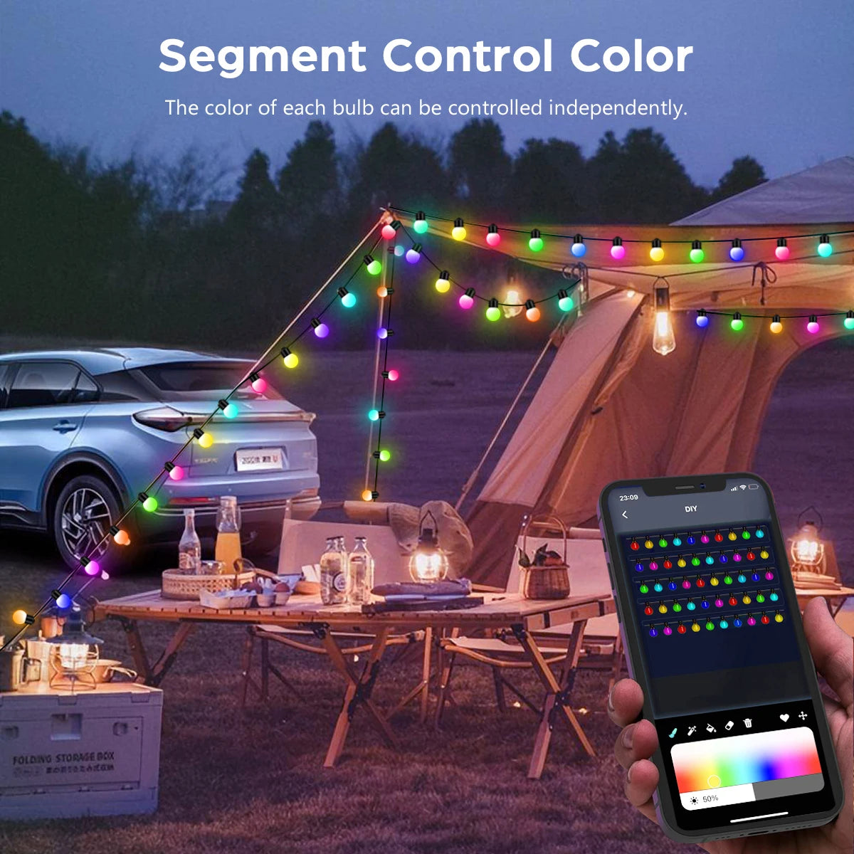 Smart LED String Lights USB Bluetooth Fairy Lights Camping Room Outdoor Garden Decor Garland Lamp Christmas Light 10M 50 Bulbs