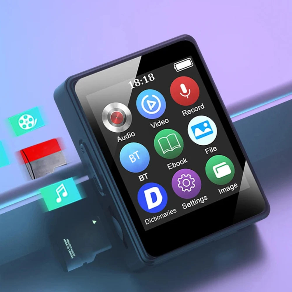 1.8-inch portable MP3 MP4 music player with Bluetooth 5.0 internal speaker compatible up to 128 Gb