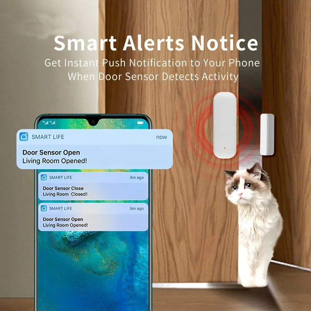 1-3pcs ZigBee Door Sensor Smart Home Window Entry Detector Tuya Smart Home Alarm System Voice Control Magnetic Security Sensor