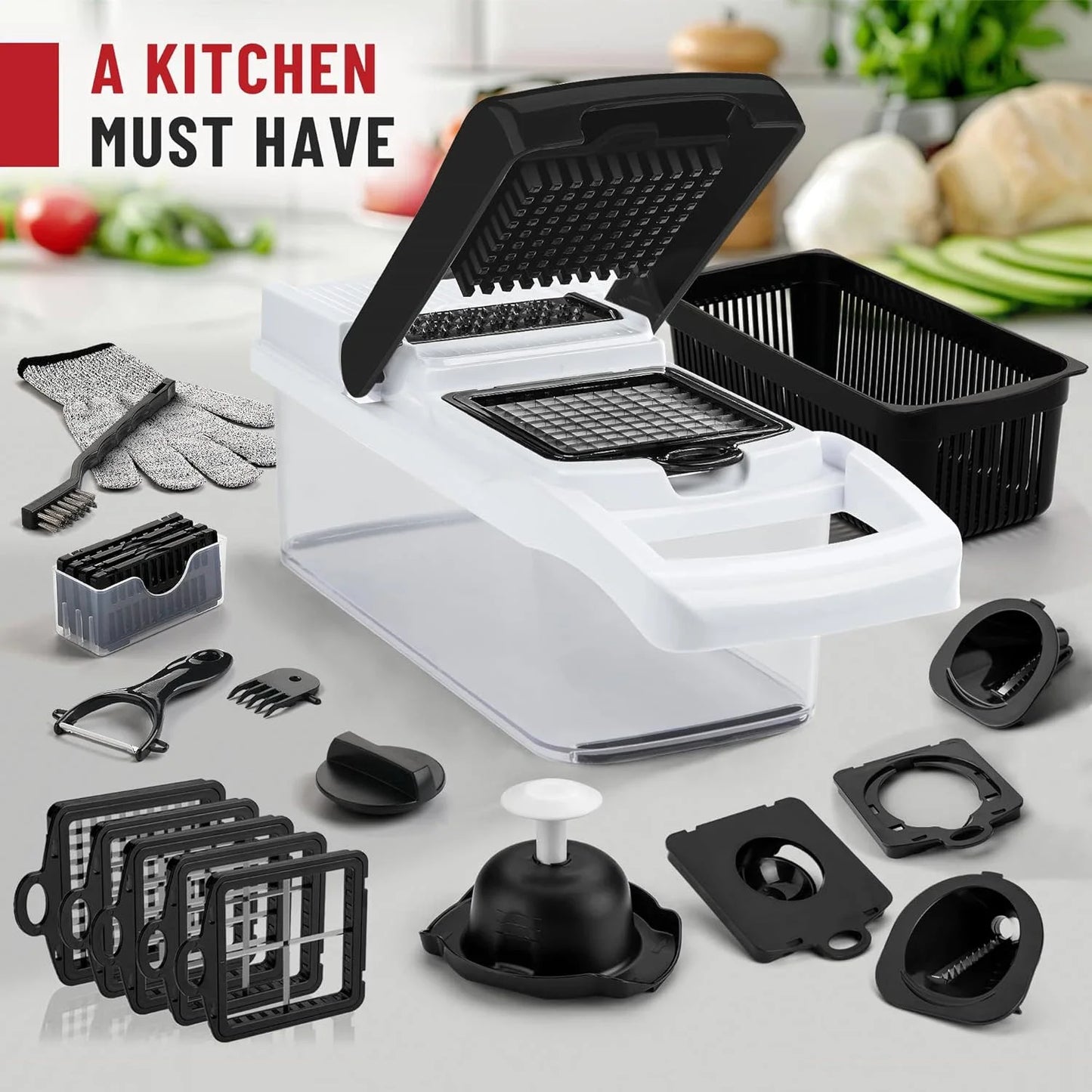 25in1 Multifunction Vegetable Chopper Fruit Slicer Onion Dicer Potato Grater Garlic Press Vegetable Cutter Kitchen Gadgets Tool
