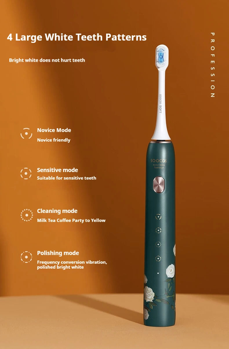 SOOCAS X3S White Rose Adult Smart Sonic Electric Toothbrush IPX7 Waterproof Ultrasonic Tooth Brush Upgraded 180 days life