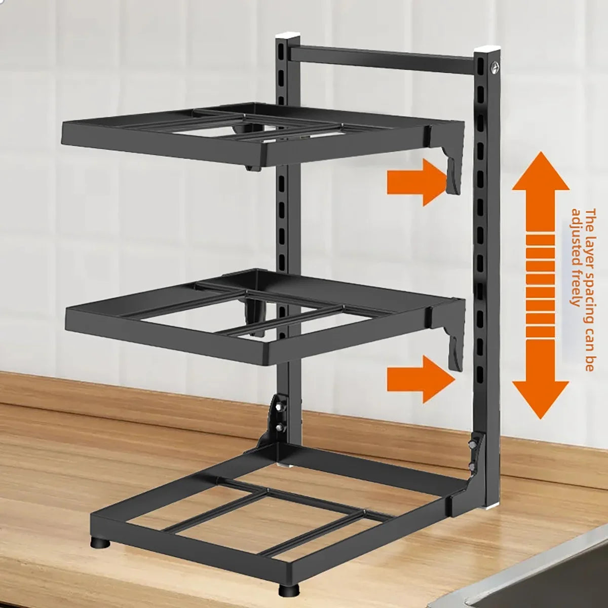 Kitchen Sink Storage Rack Multi-Layer Cooker Storage Rack Home Stovetop Cabinets Adjustable Space Saving Pot Rack Pantry Storage
