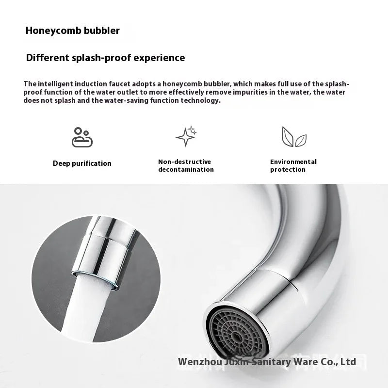 Smart Sensor Touchless Faucet with Hot Cold Mixer Water Saving Brushed Kitchen Bath Gold Hot Cold Mixer Tap for Modern Bathrooms