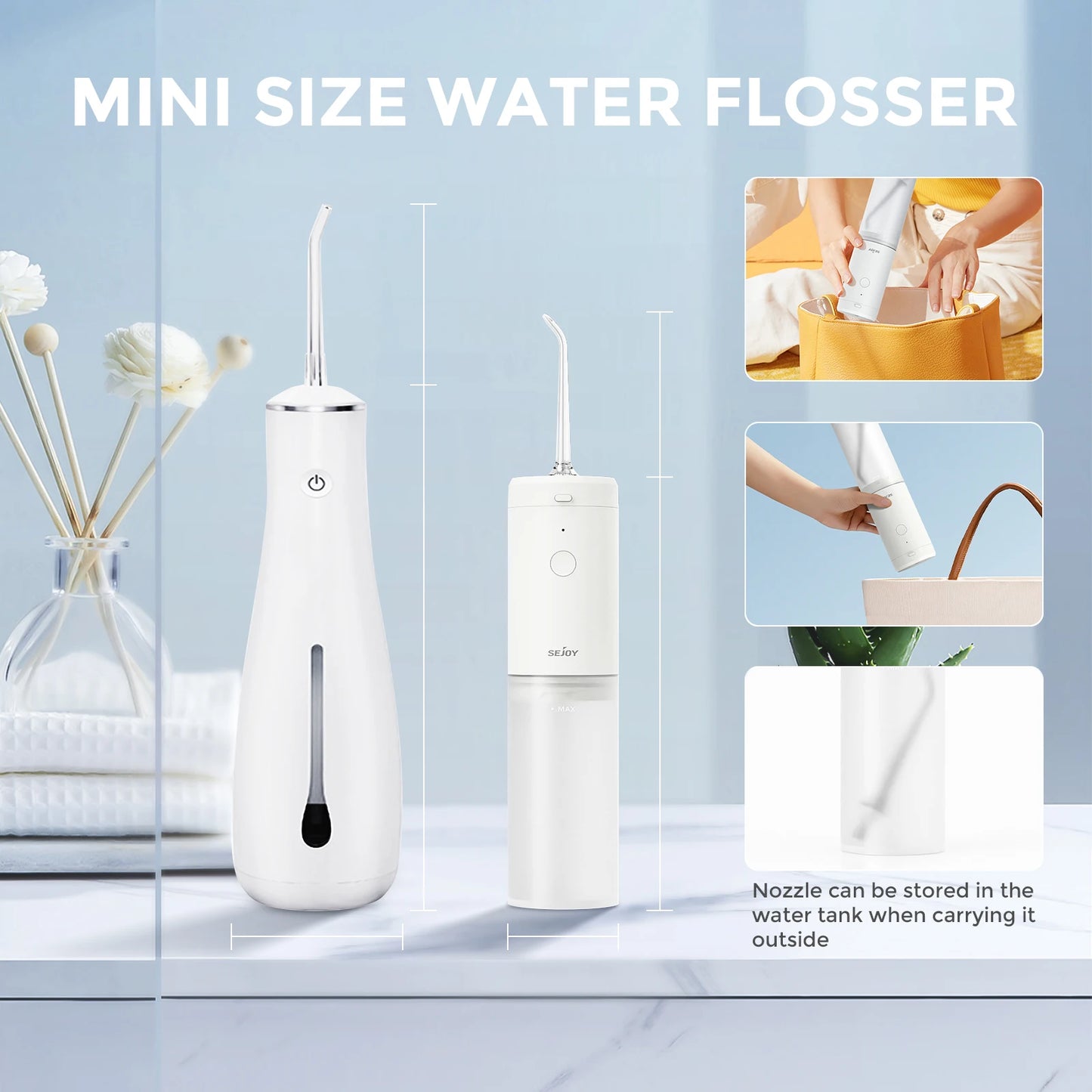 Sejoy Irrigator Dental Mouth Washing Machine Travel Portable Water Flosser Teeth Whitening IPX7 Waterproof Teeth Cleaning Tools