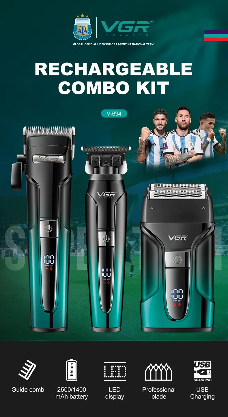 VGR Hair Trimmer Electric Shaver Professional Barber Clippers Beard Trimmer Hair Cutting Machine Haircut Trimmer for Men V-694