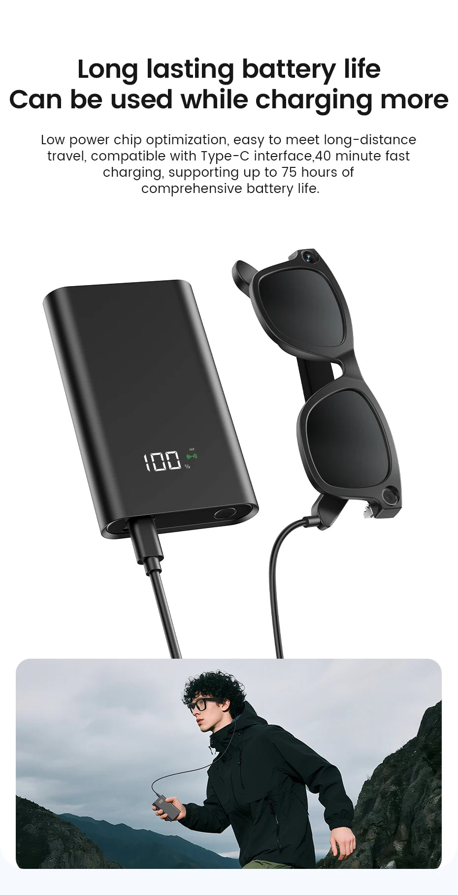 LIGE New 800W Pixels Camera AI smart glasses 32GB Memory 1080P Video Shoot Wireless Transmission AI Translation Smart Sunglasses