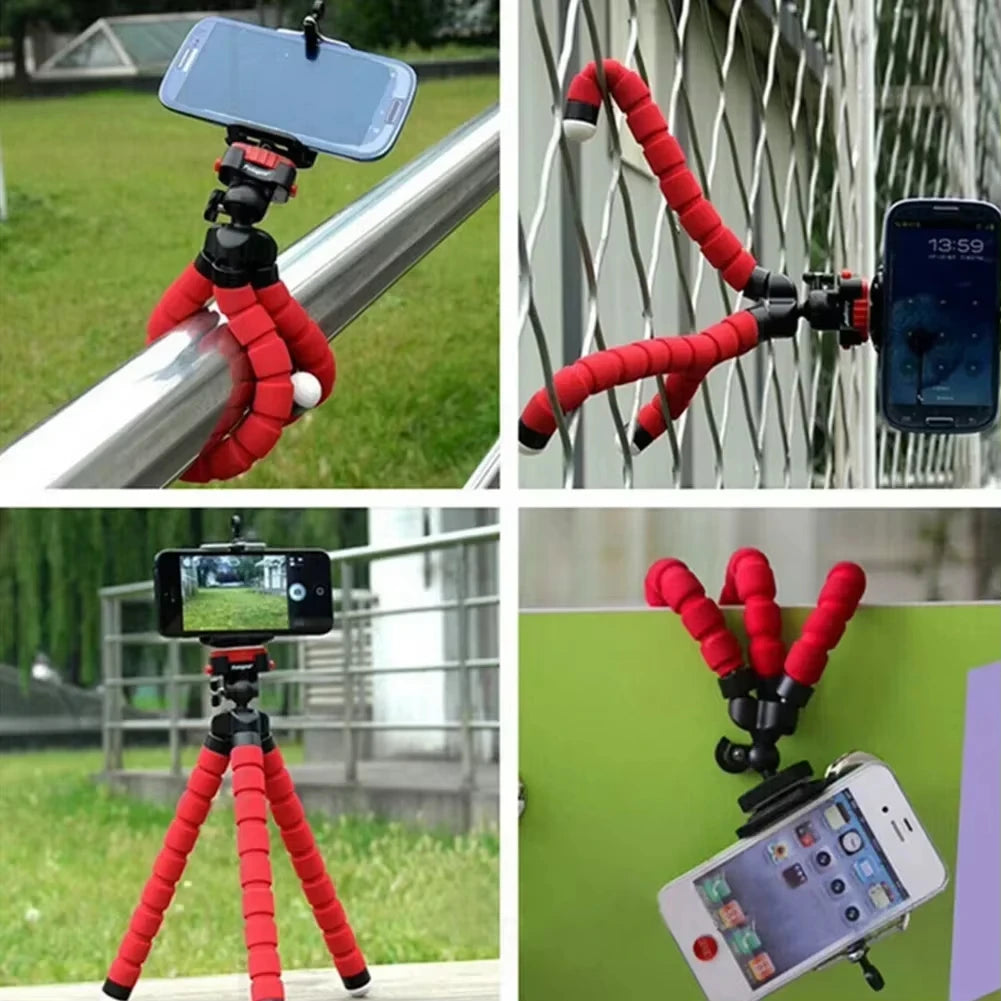Tripods For Smartphone Camera Non-Slip Phone Holder Clip Tripod Stand With Bluetooth Remote Control For Travel Camping Selfie