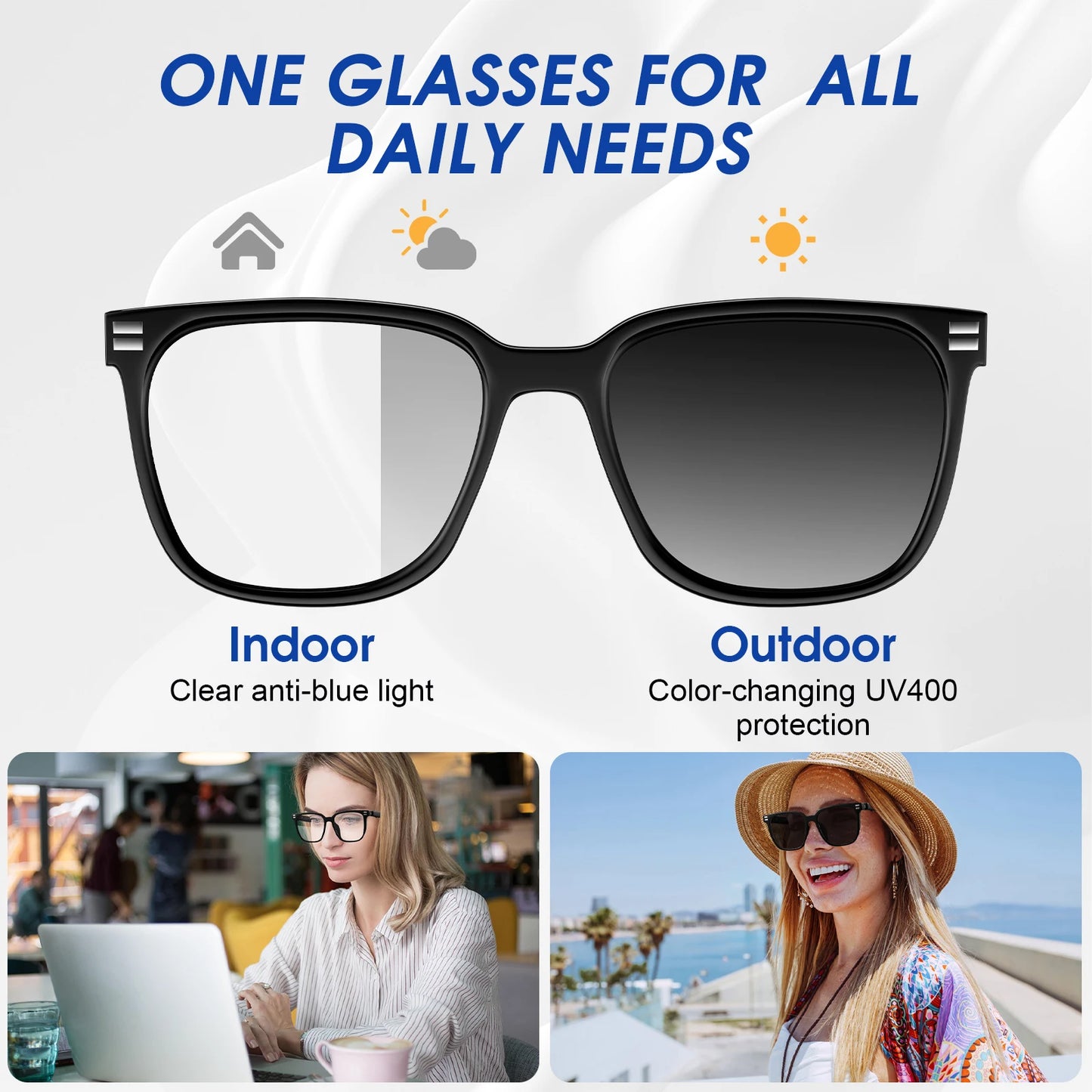 XIAOMI Anti Blue Light Smart Glasses UV Protection Photochromic Sunglasses Hands-Free Calls Audio Voice Assistant for Men Women