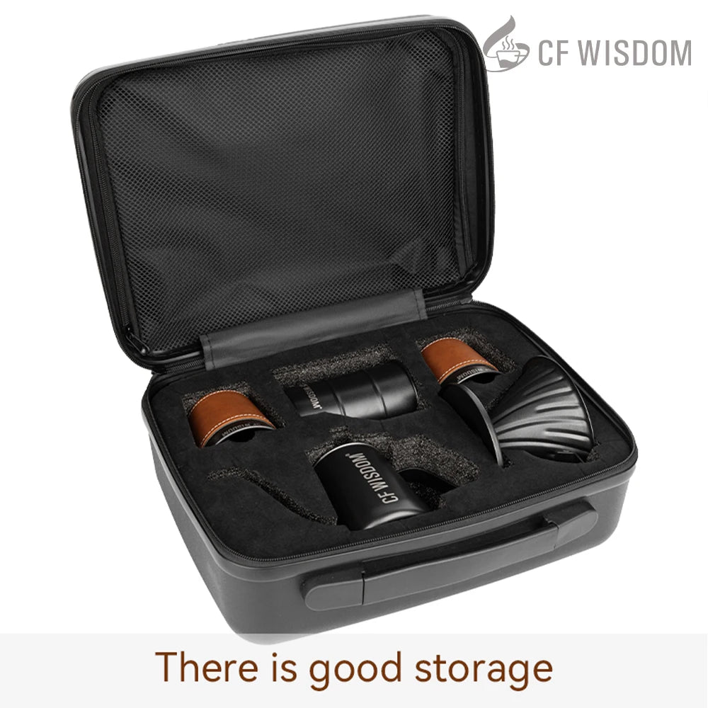 CF WISDOMP Coffee Set, Outdoor Set, Portable Set, Picnic, Camping, Set of 5, Best Gift for Friends, Black hand brewed coffee