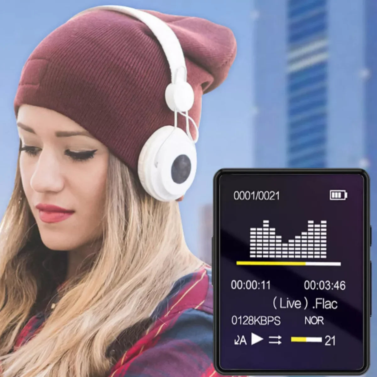 1.8-inch portable MP3 MP4 music player with Bluetooth 5.0 internal speaker compatible up to 128 Gb
