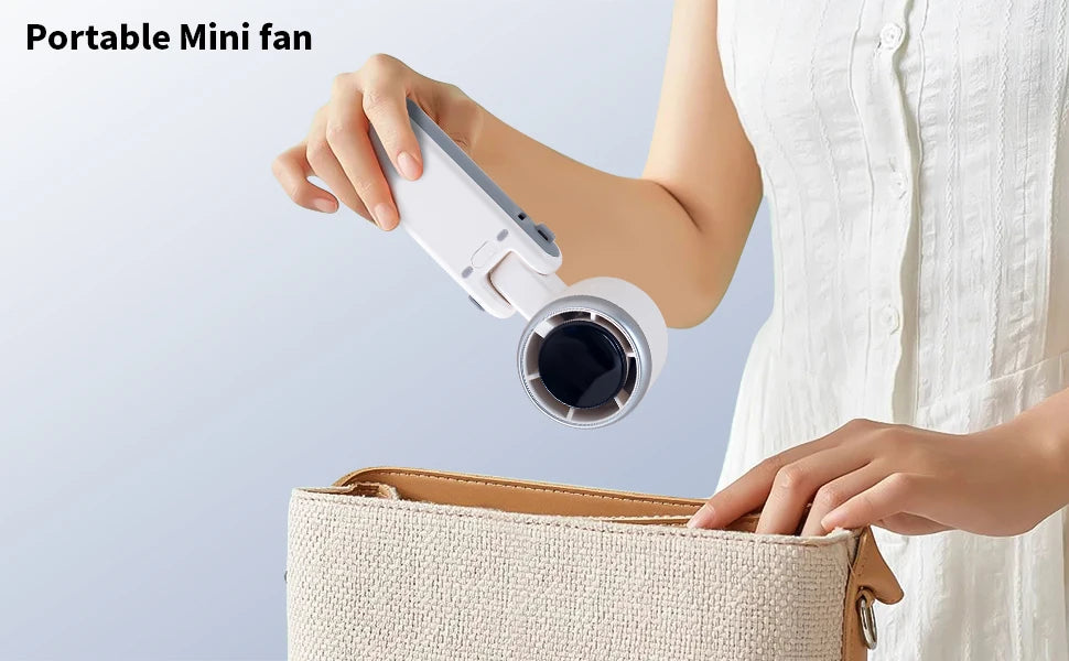 Hanging Neck Outdoor 180 Degree Folding Desktop Mini Electric Fan Hand-held Folding High-speed Powerful Turbo Fan 2025