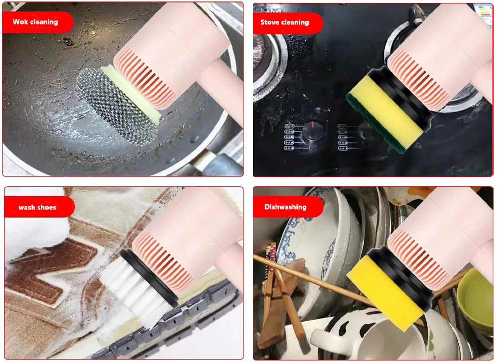 Wireless Electric Cleaning Brush USB Rechargeable Automatic Kitchen Dishwashing Brush Bathtub Tile Professional Cleaning Brush