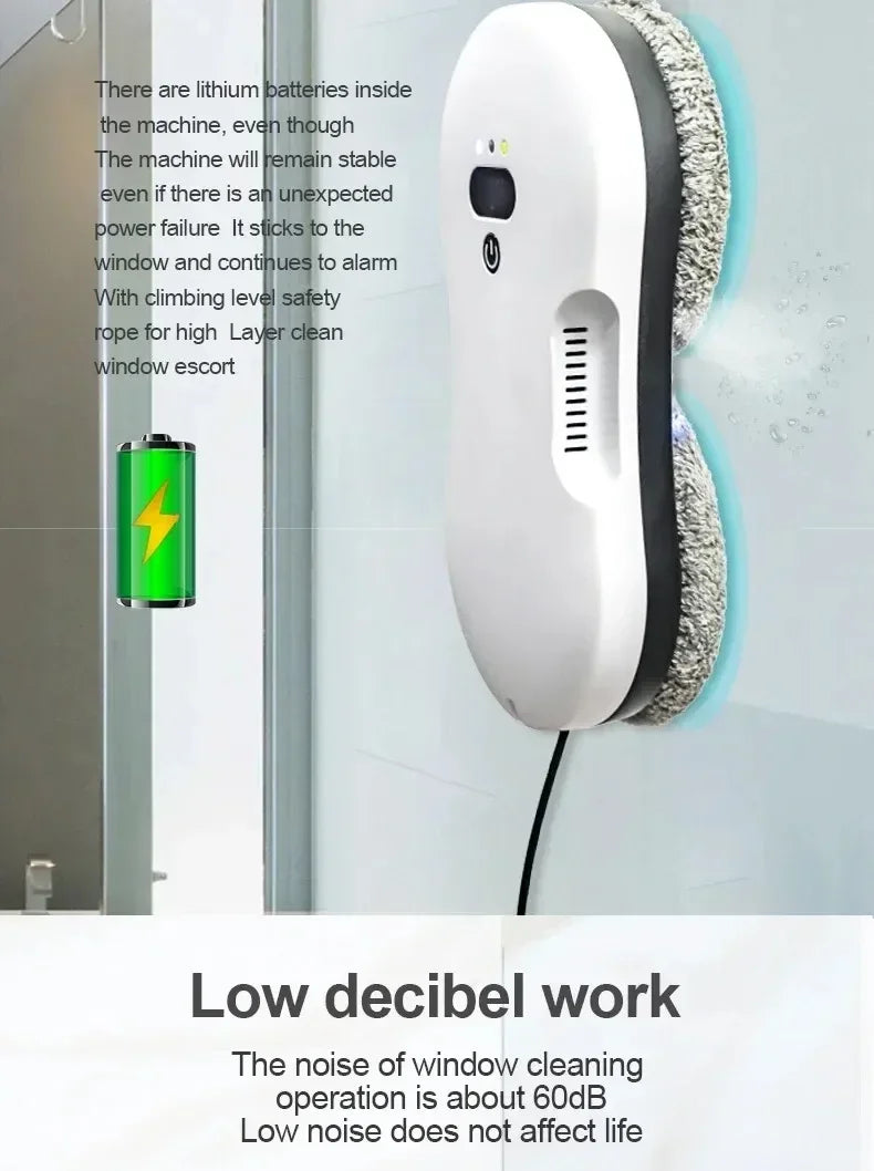 Smart Dual-Sided Spray Window Cleaning Robot with Strong Suction, Electric Glass Cleaner for High-rise Home & Office Windows