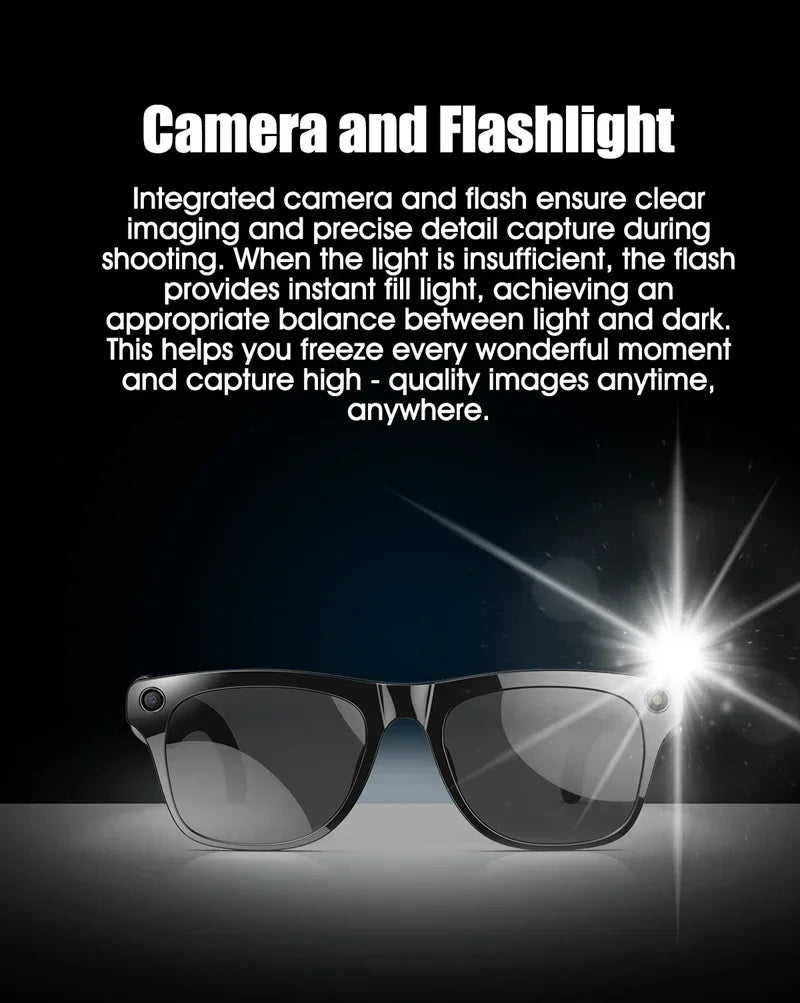 6K HD AI Smart Glasses Chat 260Mah Battery Voice Assistant Control GPT 100MP Camera Bluetooth Call Smart Glasses 2025 NEW