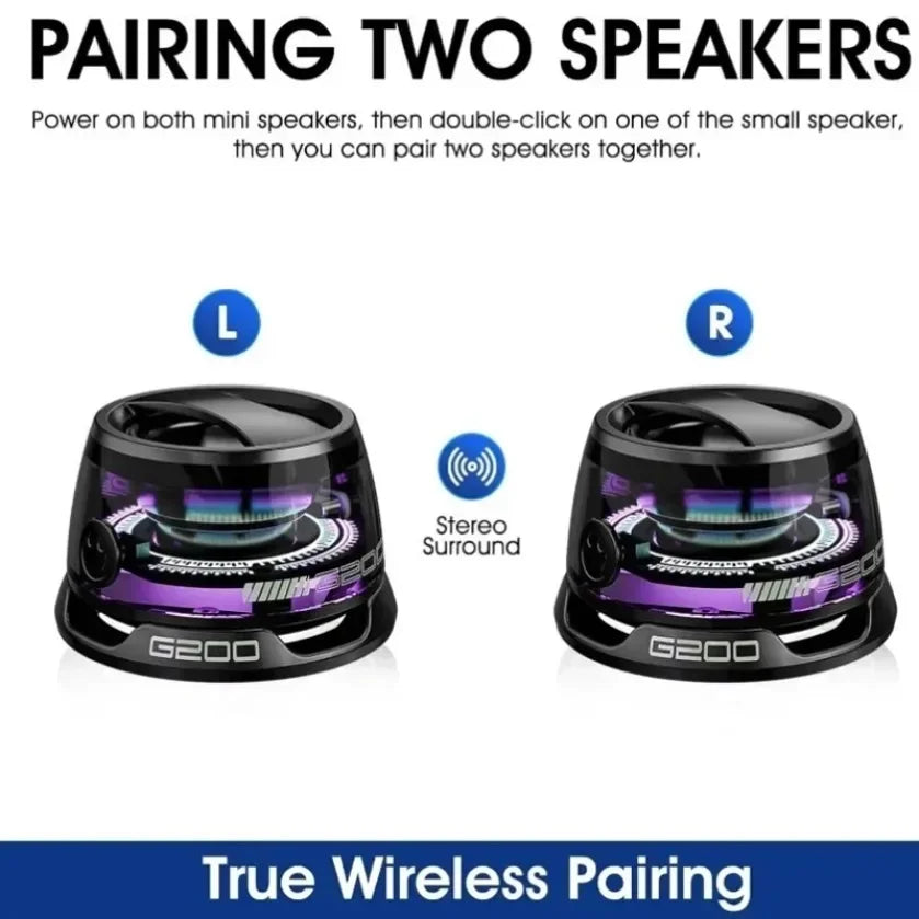 XIKCU Portable Bluetooth Speaker HECATE G200 RGB Lighting Magnetic Speaker BT5.3 Mini Sound Box 7 Hours Playback Phone Holder