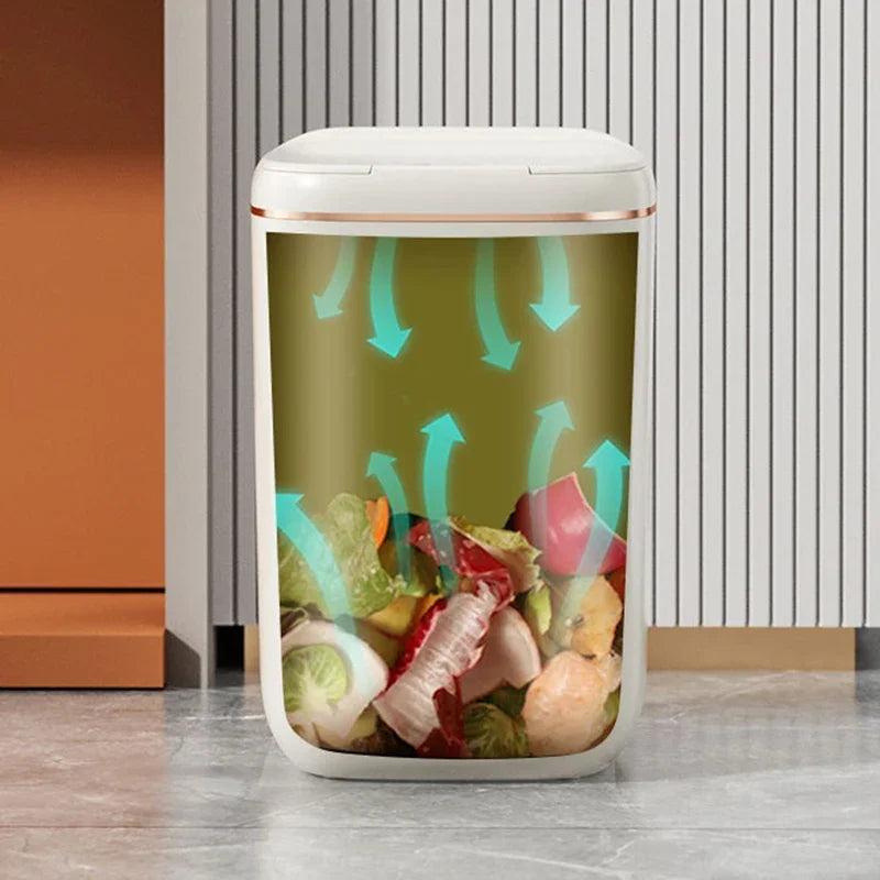 Smart Trash Can Smart Sensor Trash Can with Lid Kitchen Bedroom Waterproof Recycle Toilet Wastebasket Rechargable Garbage Bin