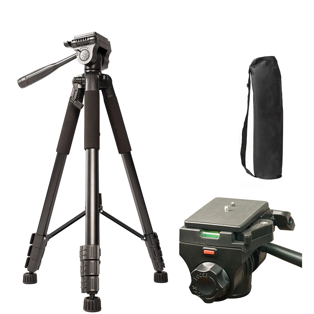 180cm Camera Tripod Travel Tripod with Quick Release Plate and Phone Holder Smartphone Video Tripod with 360° Panorama for Video