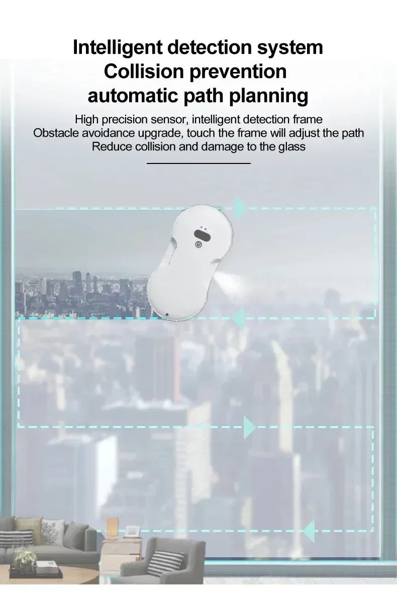 Smart Dual-Sided Spray Window Cleaning Robot with Strong Suction, Electric Glass Cleaner for High-rise Home & Office Windows