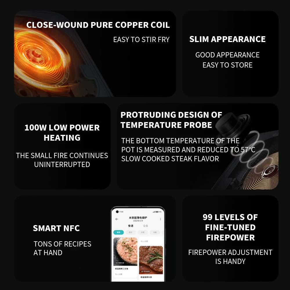 XIAOMI Mijia Ultra-Thin Induction Cooker 2100W Smart Home Induction Cooker 23mm ultra-thin Induction Cooker Connect to Mijia APP
