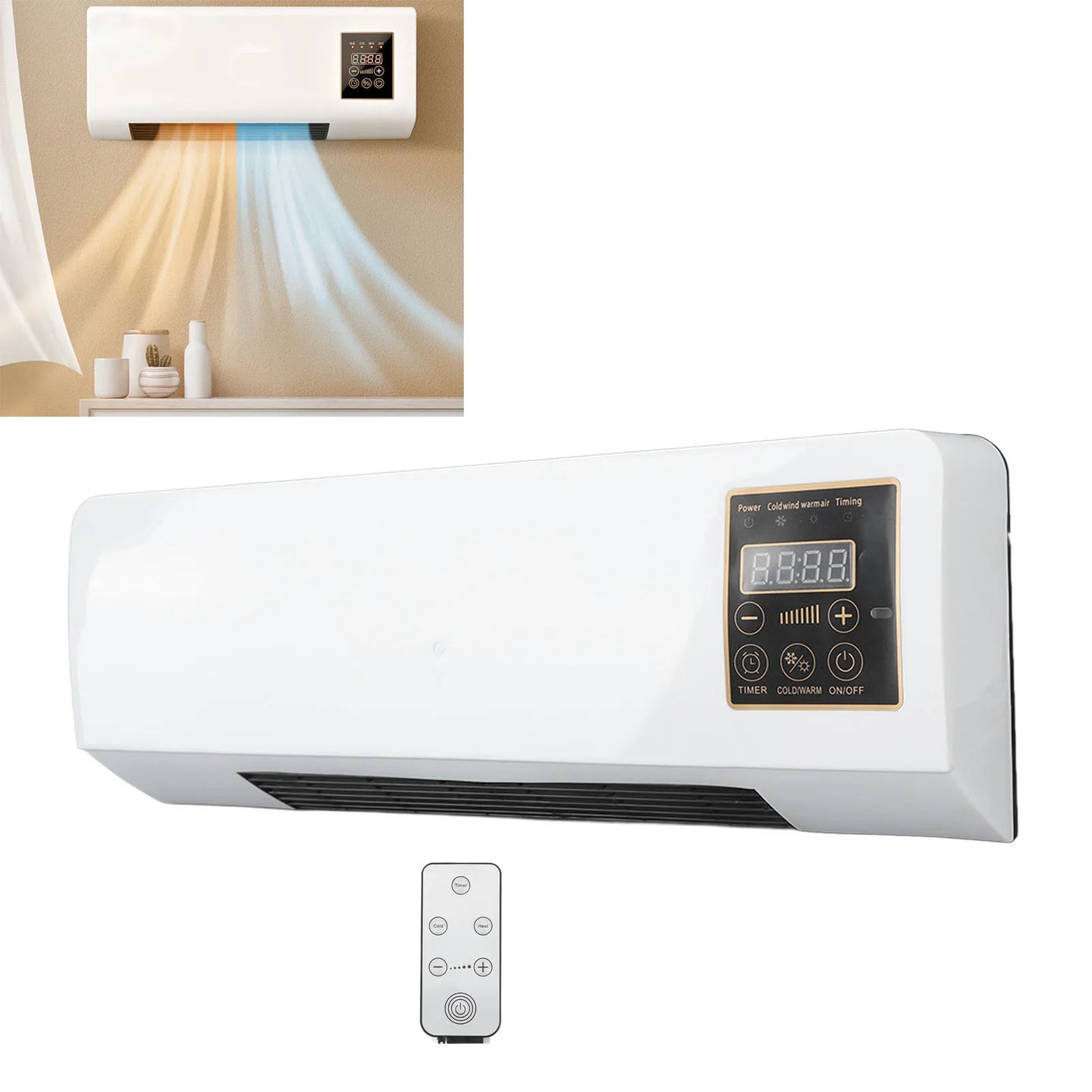 Small Conditioner Heater Portable Wall Mounted Conditioning Hot Fan for Bathroom Bedroom EU Plug 220V