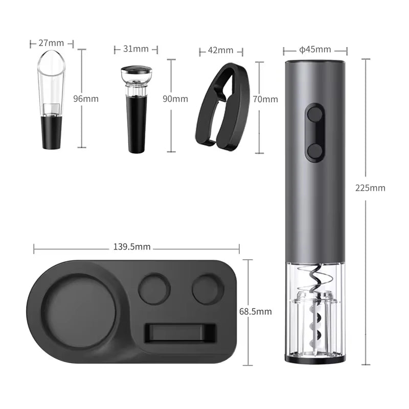 2024 Smart Kitchen Accessories 4in1 Electric Wine Opener Gift Set with Wine Stopper,Wine Pourer,Storage Base