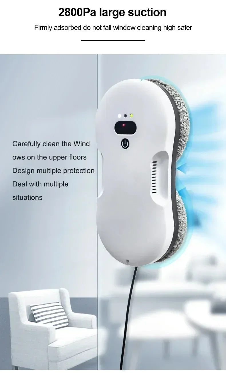 Smart Dual-Sided Spray Window Cleaning Robot with Strong Suction, Electric Glass Cleaner for High-rise Home & Office Windows