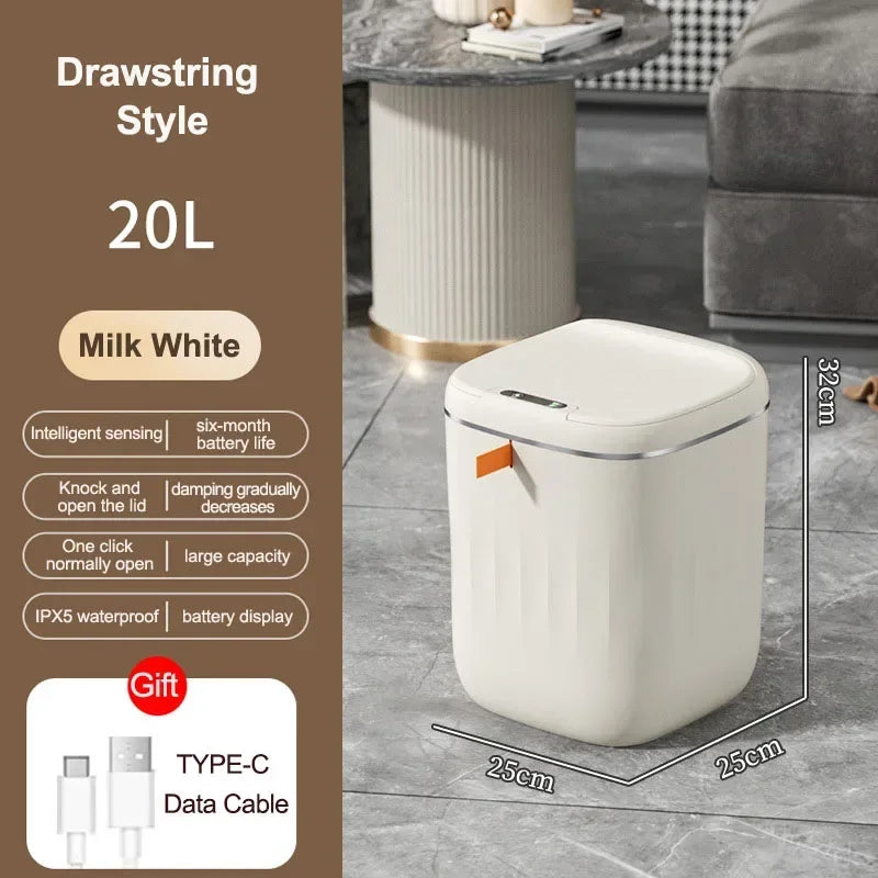 Smart Trash Can Smart Sensor Trash Can with Lid Kitchen Bedroom Waterproof Recycle Toilet Wastebasket Rechargable Garbage Bin