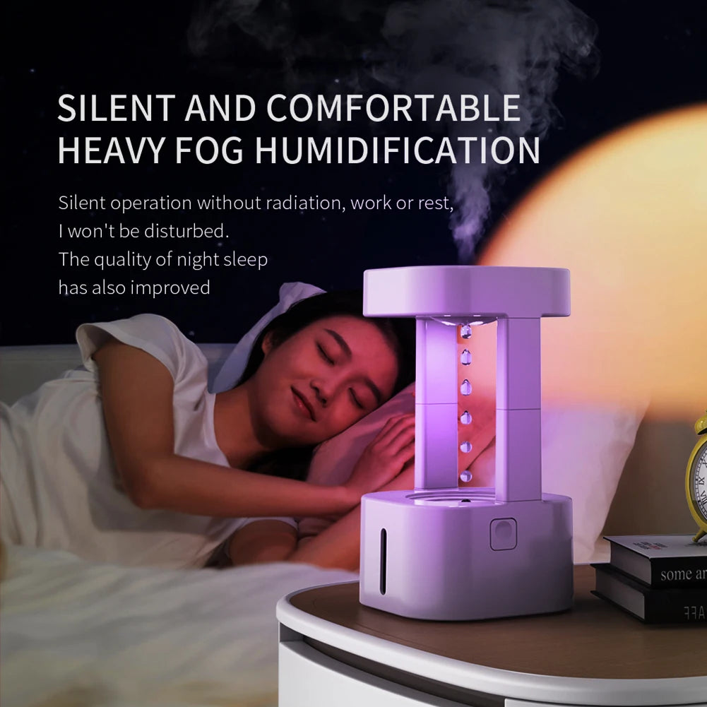 580ML Anti-gravity Water Drop Humidifier 3 Modes Levitating Water Drops Ultrasonic Cool Mist Maker Fogger with LED Night Light