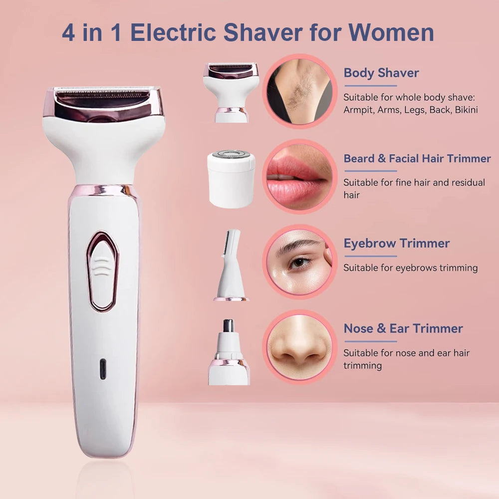 Electric Shaver for Women Hair Removal Rechargeable Painless Epilator Wet & Dry Shaver For Face Legs and Underarm Bikini