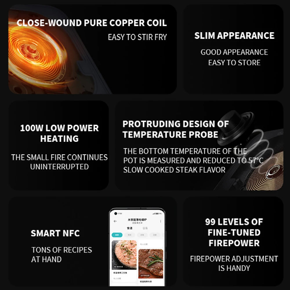 XIAOMI Mijia Ultra-Thin Induction Cooker 2100W Smart Home Induction Cooker 23mm ultra-thin Induction Cooker Connect to Mijia APP