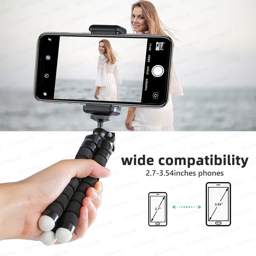 Tripods Tripod for Phone Mobile Camera Holder Clip Smartphone Monopod Tripe Stand Octopus Mini Tripod, Optional Wireless Remote