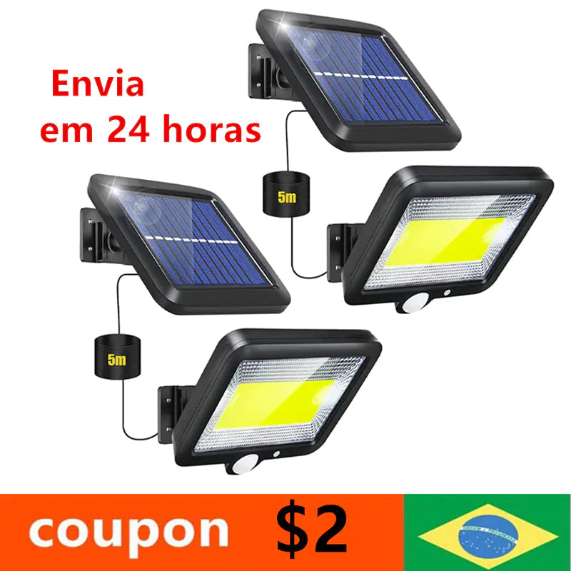 COB LED Solar Powered Motion Sensor Security Lamp