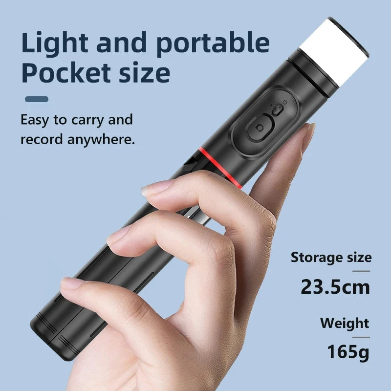 2025 Wireless Selfie for Smartphone Tripod with Bluetooth Remote fillin light Portables Foldable Stand for Vlog Shooting Record