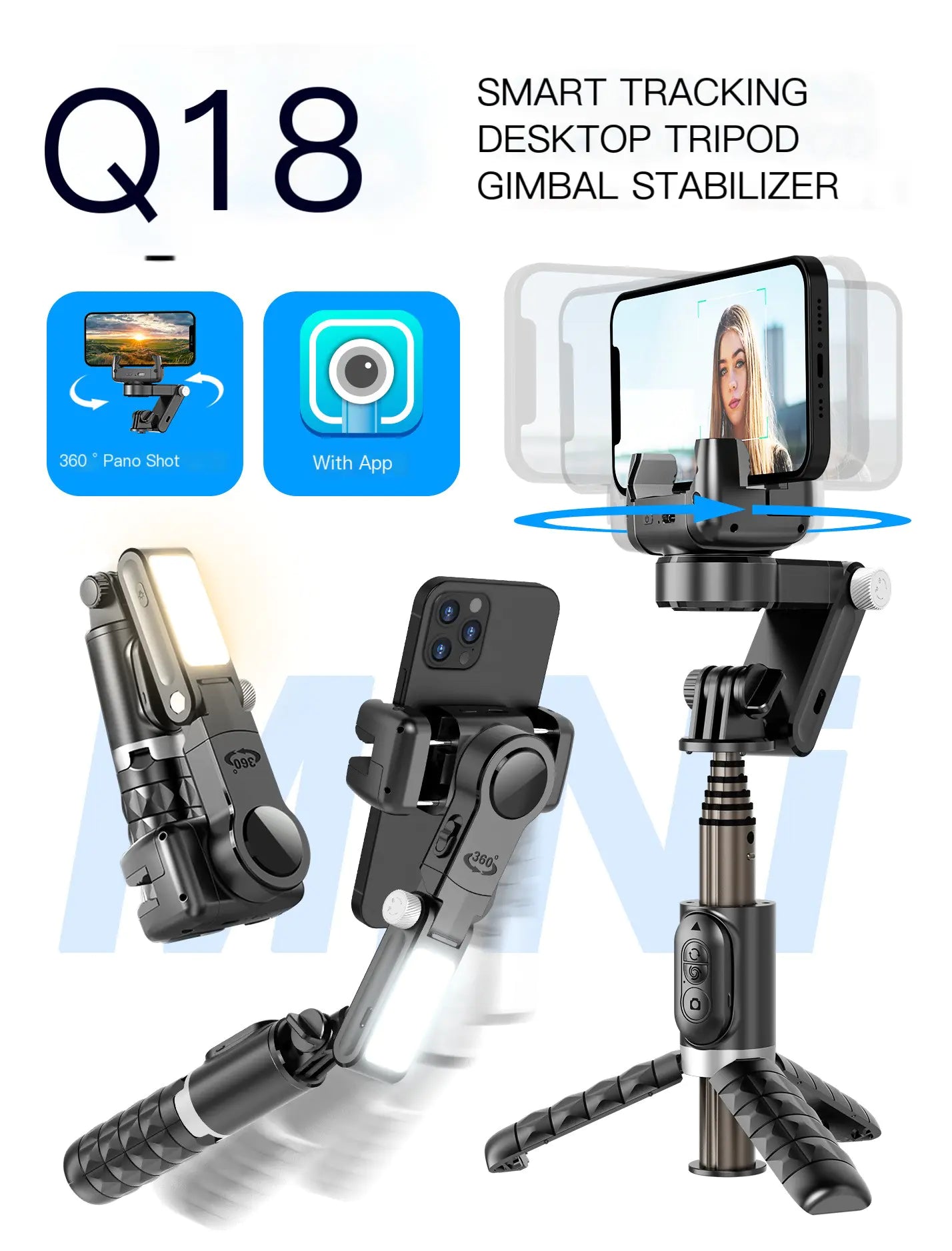 Q18 Face Tracking Selfie Stick with Gimbal Stabilizer