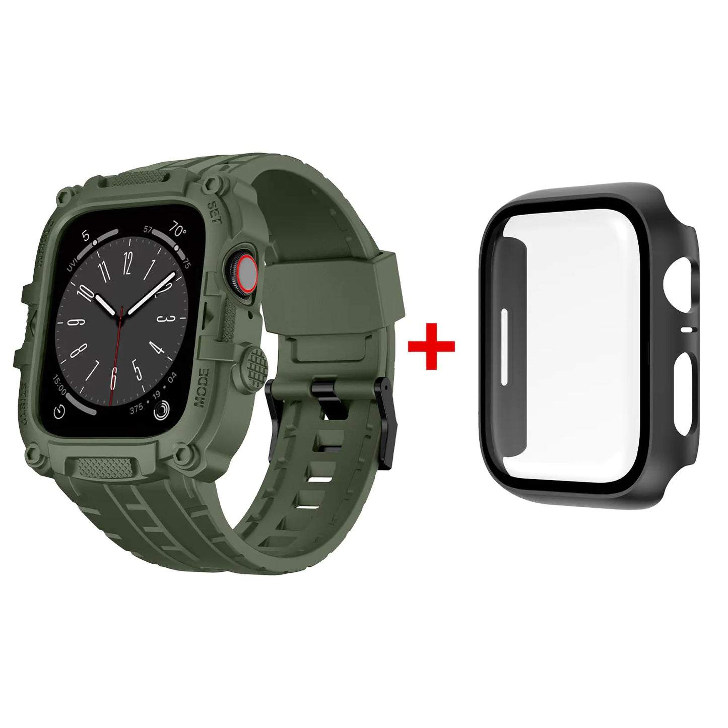 TPU Case with Tempered Glass for Apple Watch Series 1-8