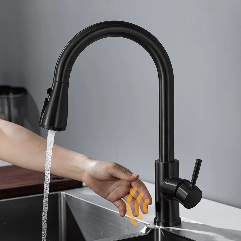 Smart Touchless Kitchen Faucets Crane For Sensor Kitchen Water Tap Sink Mixer Rotate Touchless Faucet Sensor Water Mixer